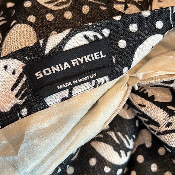 Vintage Sonia Rykiel Black & Ivory Cherry Print Linen Skirt Set Size 38/6US - Picture 9 of 15